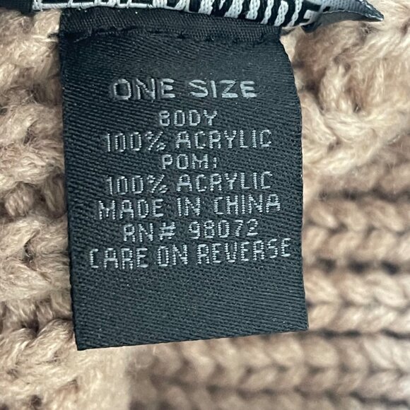 Steve Madden Womens Tan Knit Beanie With Pom, One Size - Picture 6 of 7